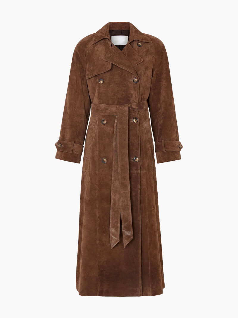 Amelise Vegan Suede Trench – Tijdloze Luxe in een Duurzame Vorm
