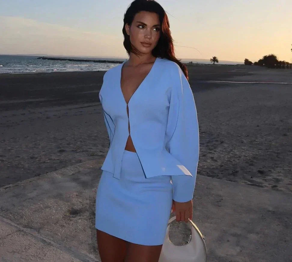 Aurelyse – Zomerset met luchtig topje en elegante rok