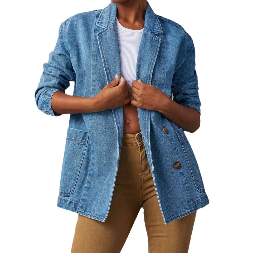 Marisca - Trendy Denim Blazer met Praktische Zakken voor Dames | Perfect voor Elk Seizoen