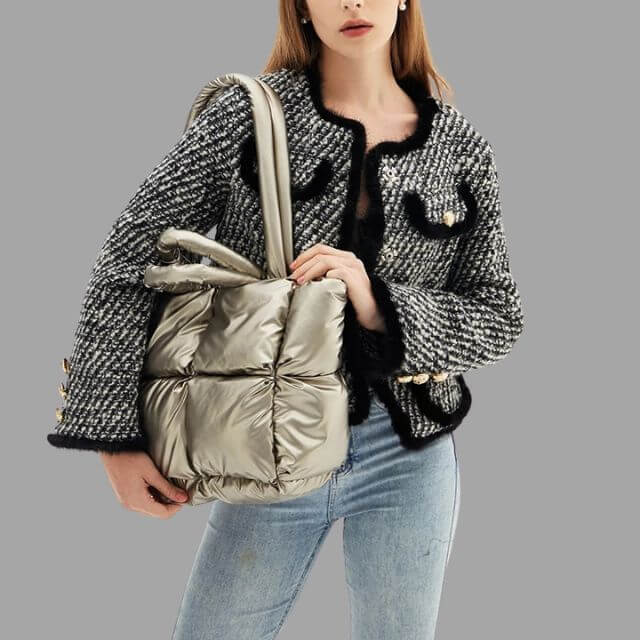Aurelia Metallic Puffer Draagtas met Ruches – Stijlvol & Ruim
