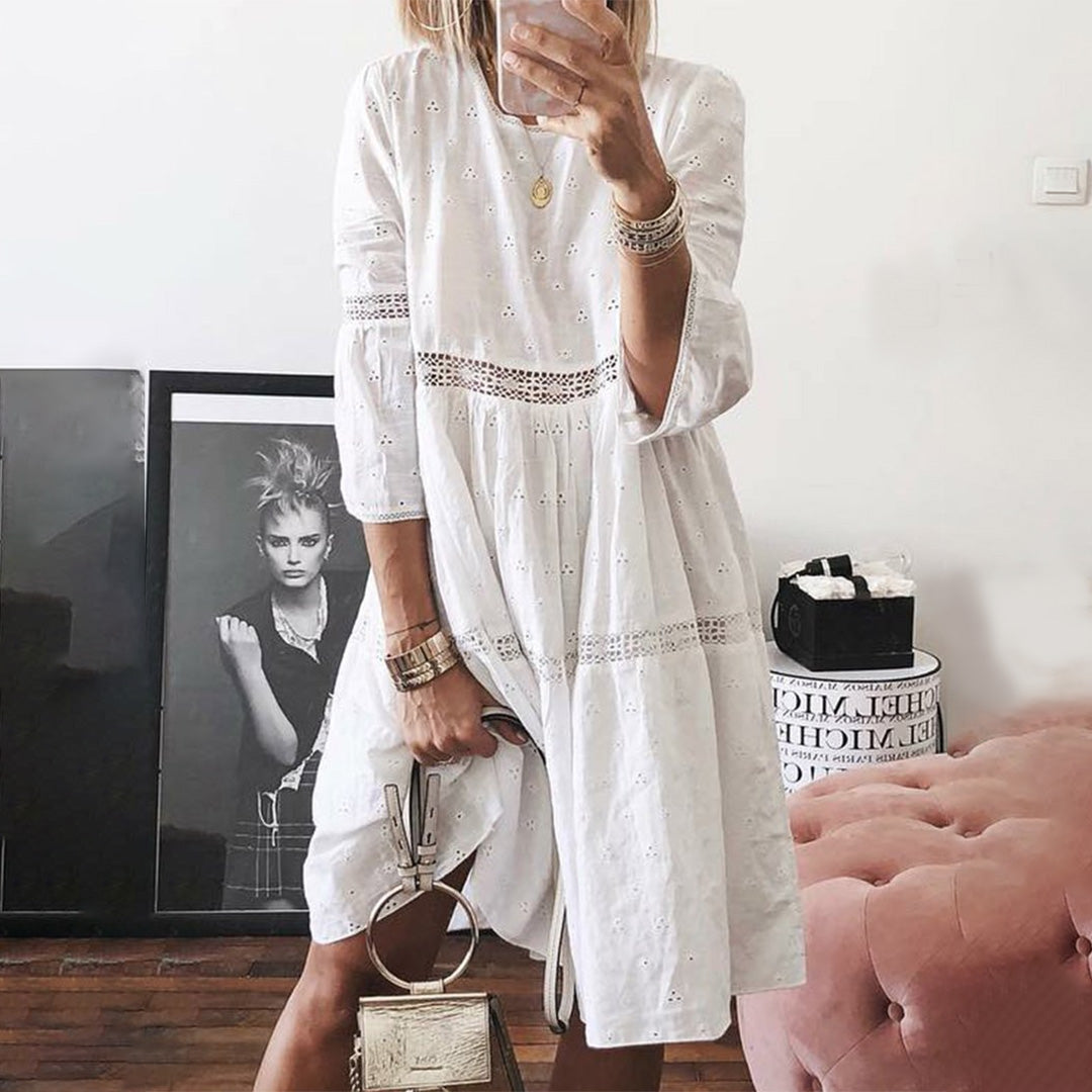 Caelina – Kanten Zomerjurk met Comfortabele Pasvorm en Verfijnde Details