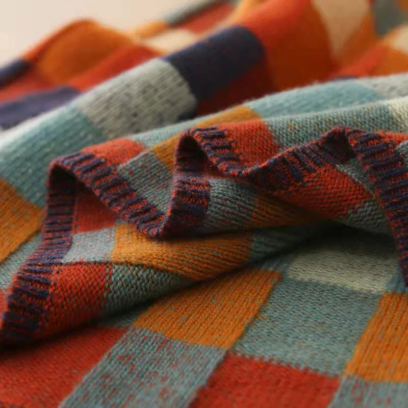 Eliora Geruite Oversized Trui – Speelse Warmte in Tijdloze Stijl