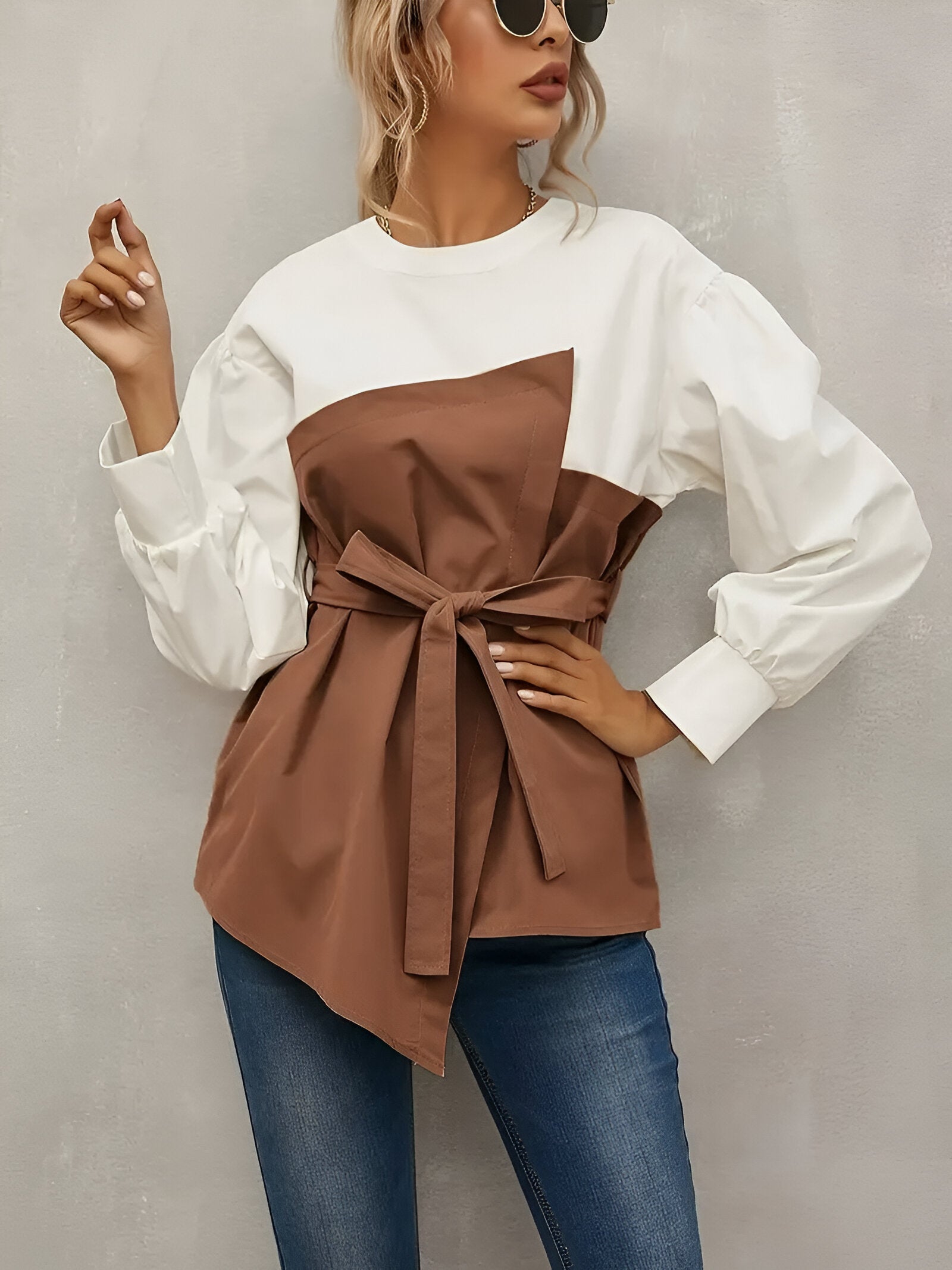 Céleste Colorblock Shirt – opvallend faux tweedelig overhemd met moderne elegantie