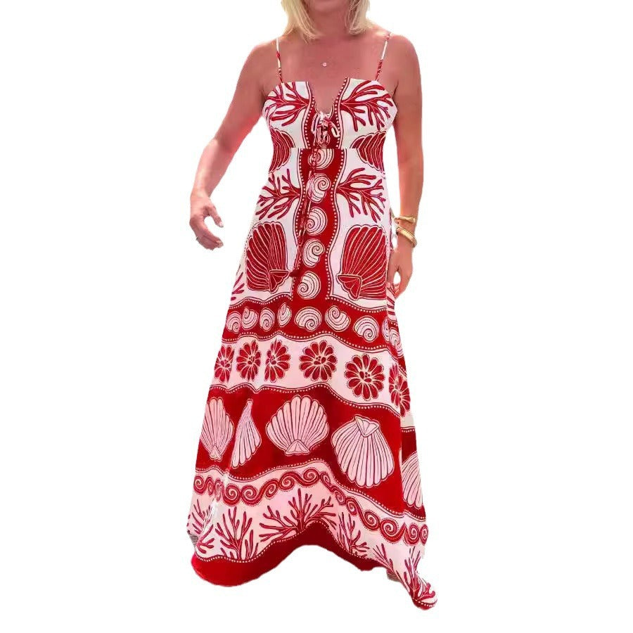 Mariposa - Zomerse Maxi-Jurk met Schelpenprint voor een Bohemian Look op Warme Dagen