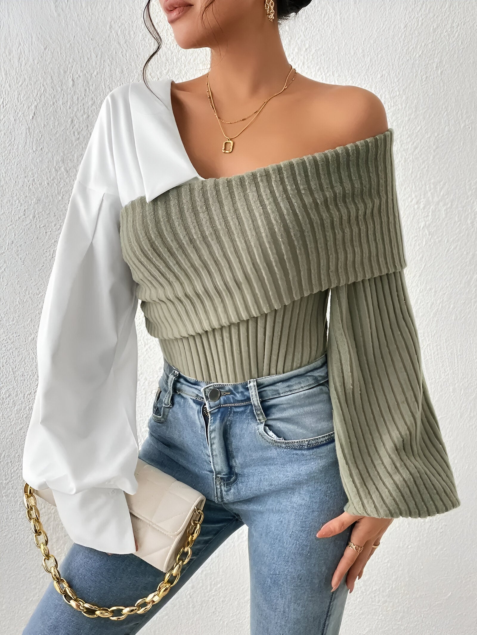 Solenne One-Shoulder Knit Top – elegante asymmetrische gebreide top voor elke gelegenheid