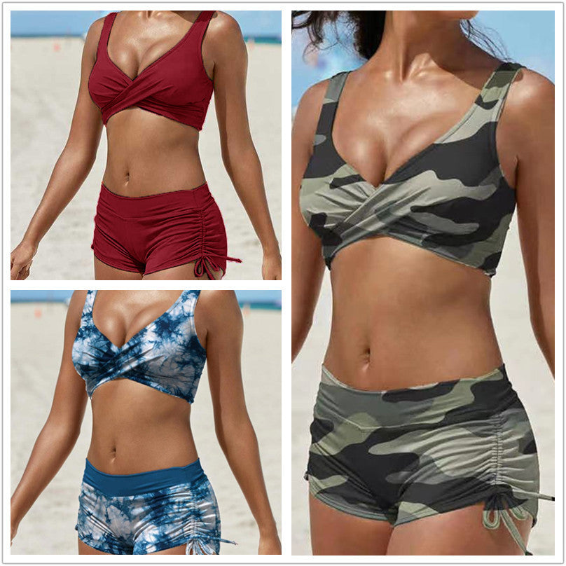 Zafira - Camouflage Bikini Set met Hoge Taille Shorts – Stoer, Vrouwelijk en Comfortabel voor Zomerplezier