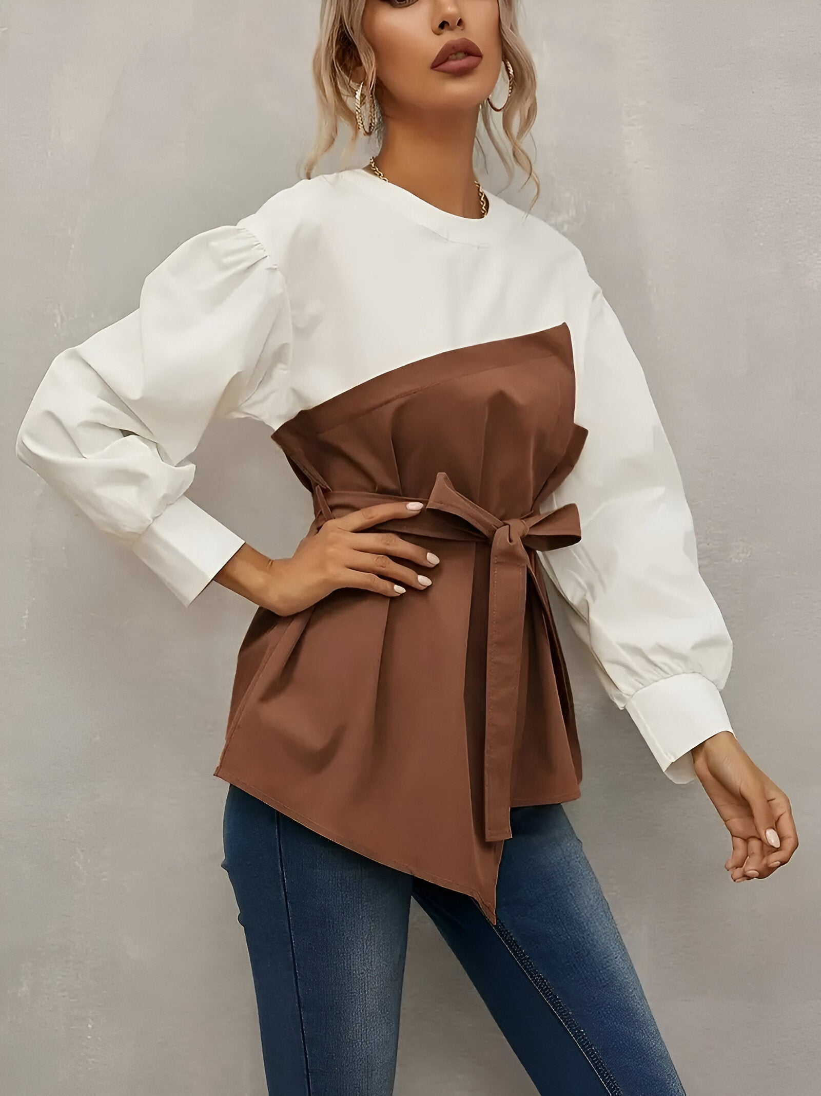 Céleste Colorblock Shirt – opvallend faux tweedelig overhemd met moderne elegantie