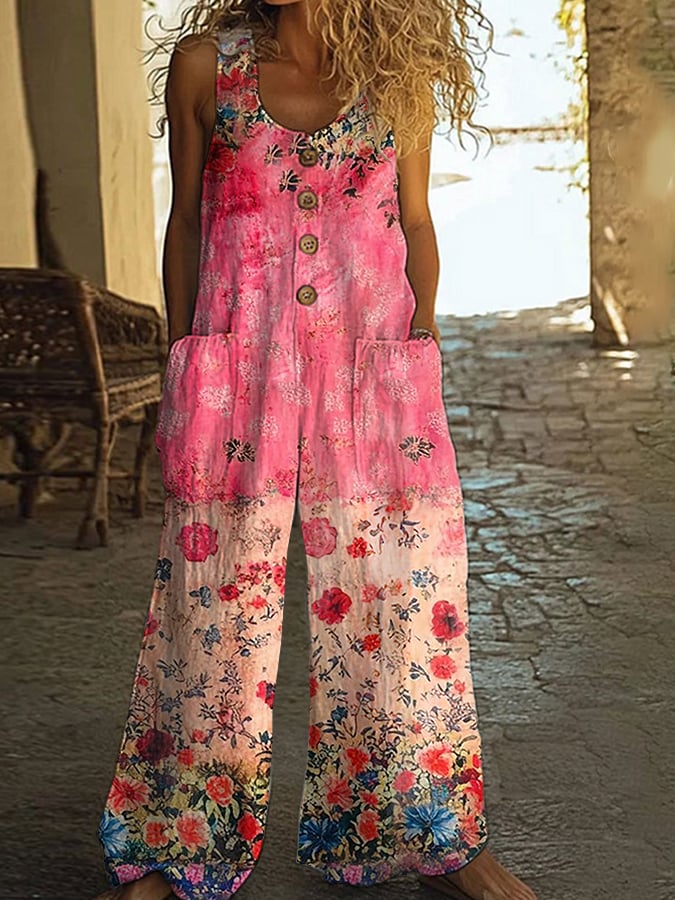 Virella – Dames jumpsuit met vintage bloemenprint en relaxte pasvorm