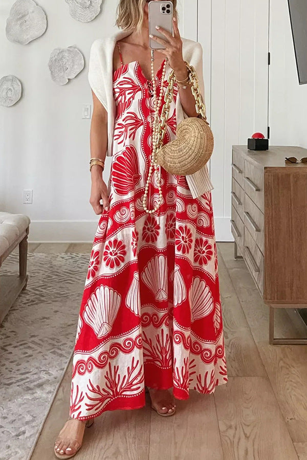 Mariposa - Zomerse Maxi-Jurk met Schelpenprint voor een Bohemian Look op Warme Dagen