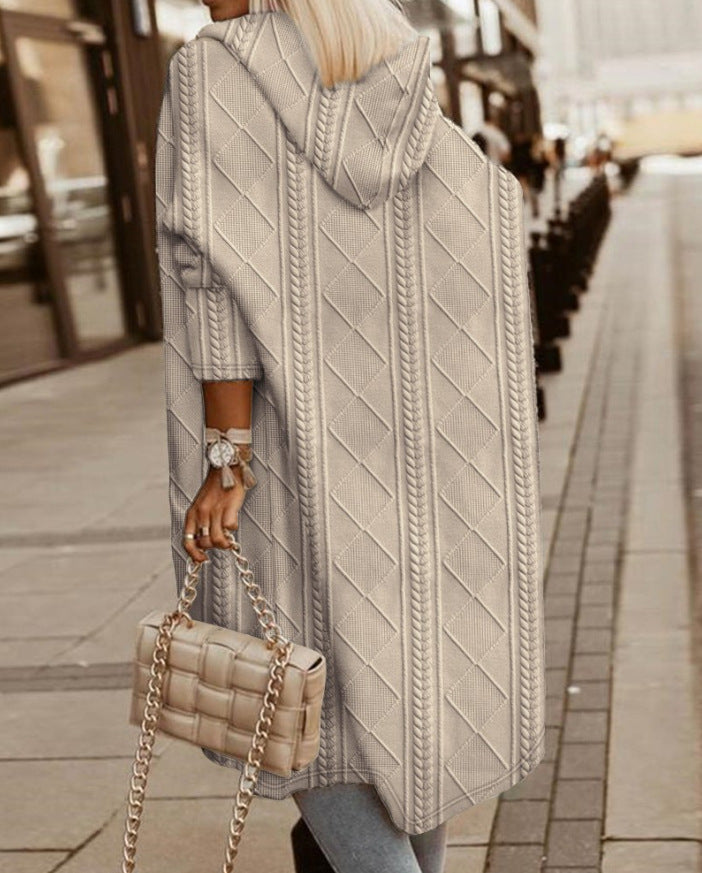 Noëlle – Lang Gebreid Vest met Capuchon voor Tijdloze Warmte en Comfort