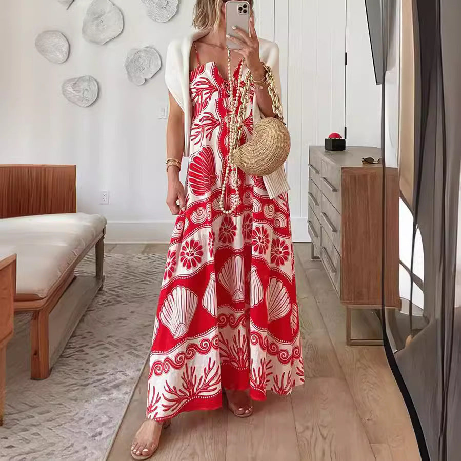 Mariposa - Zomerse Maxi-Jurk met Schelpenprint voor een Bohemian Look op Warme Dagen
