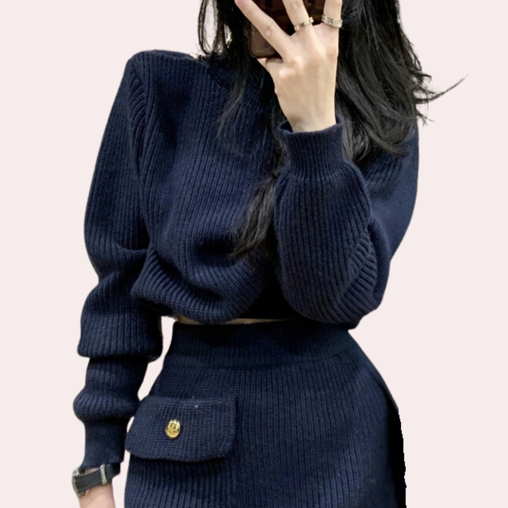 Lunaria – Tweedelige dames set met zachte knitwear en elegante pasvorm