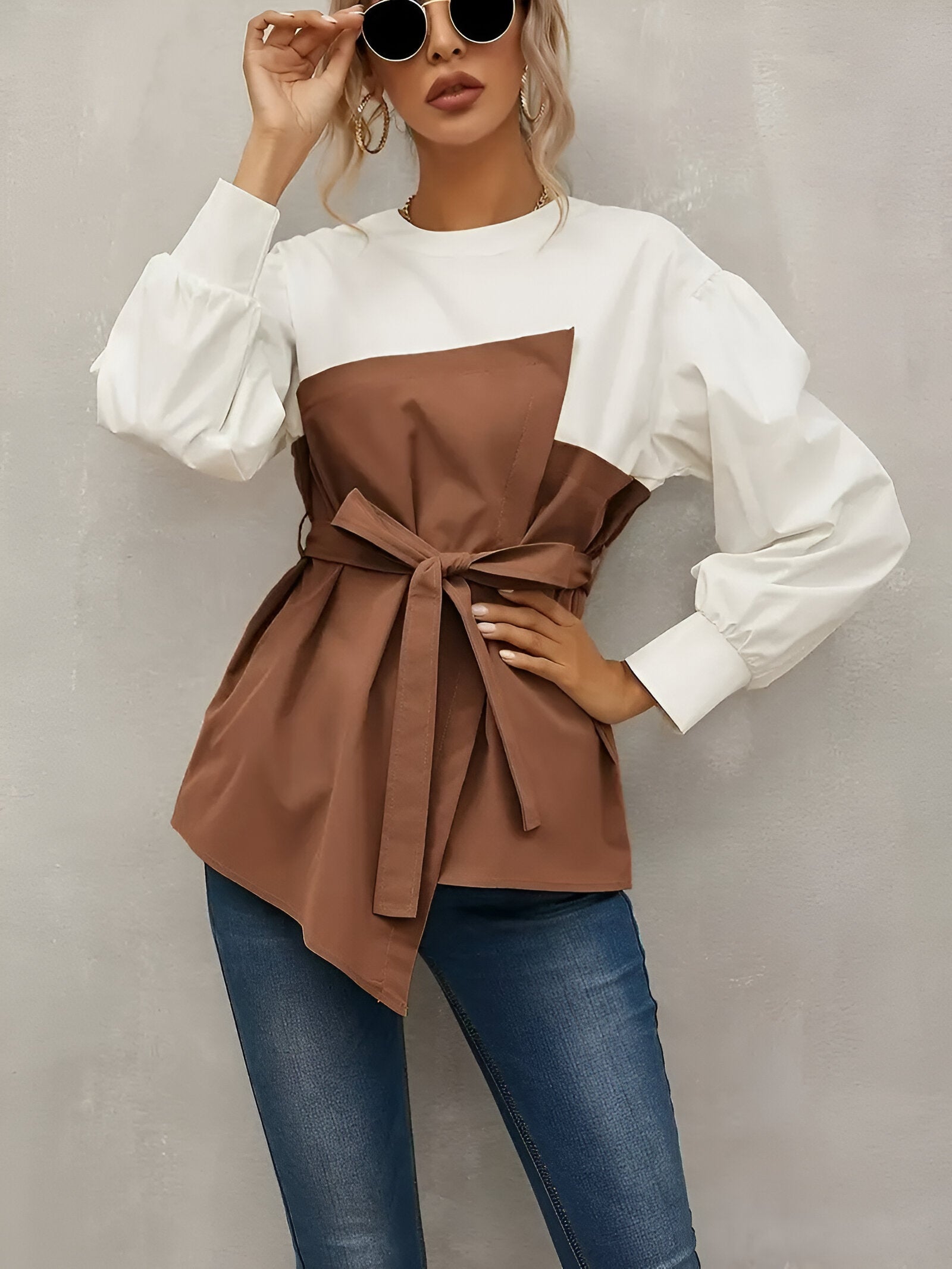 Céleste Colorblock Shirt – opvallend faux tweedelig overhemd met moderne elegantie
