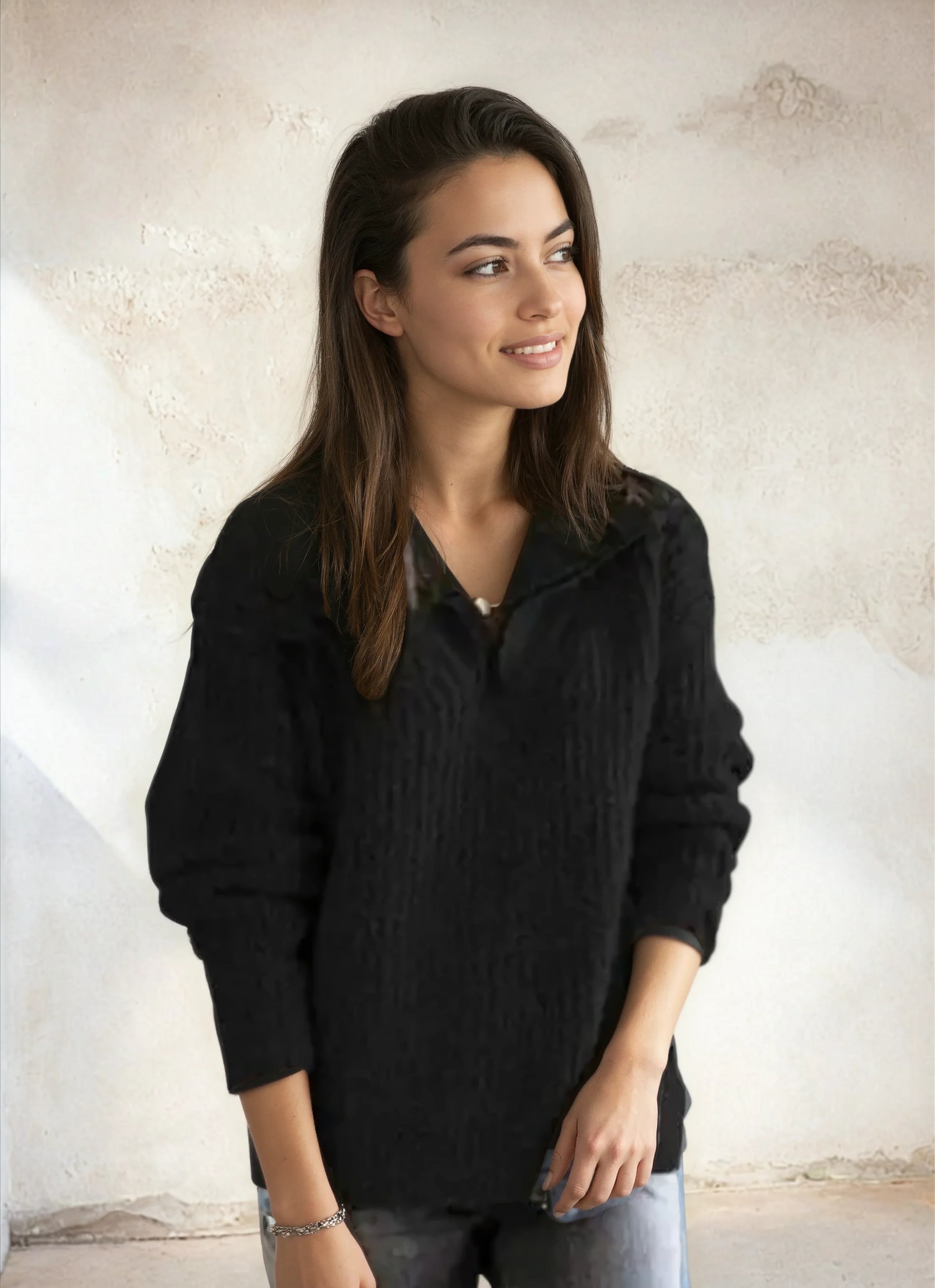 Celeste Half-Zip Gebreide Trui – Chique Warmte met Tijdloze Klasse