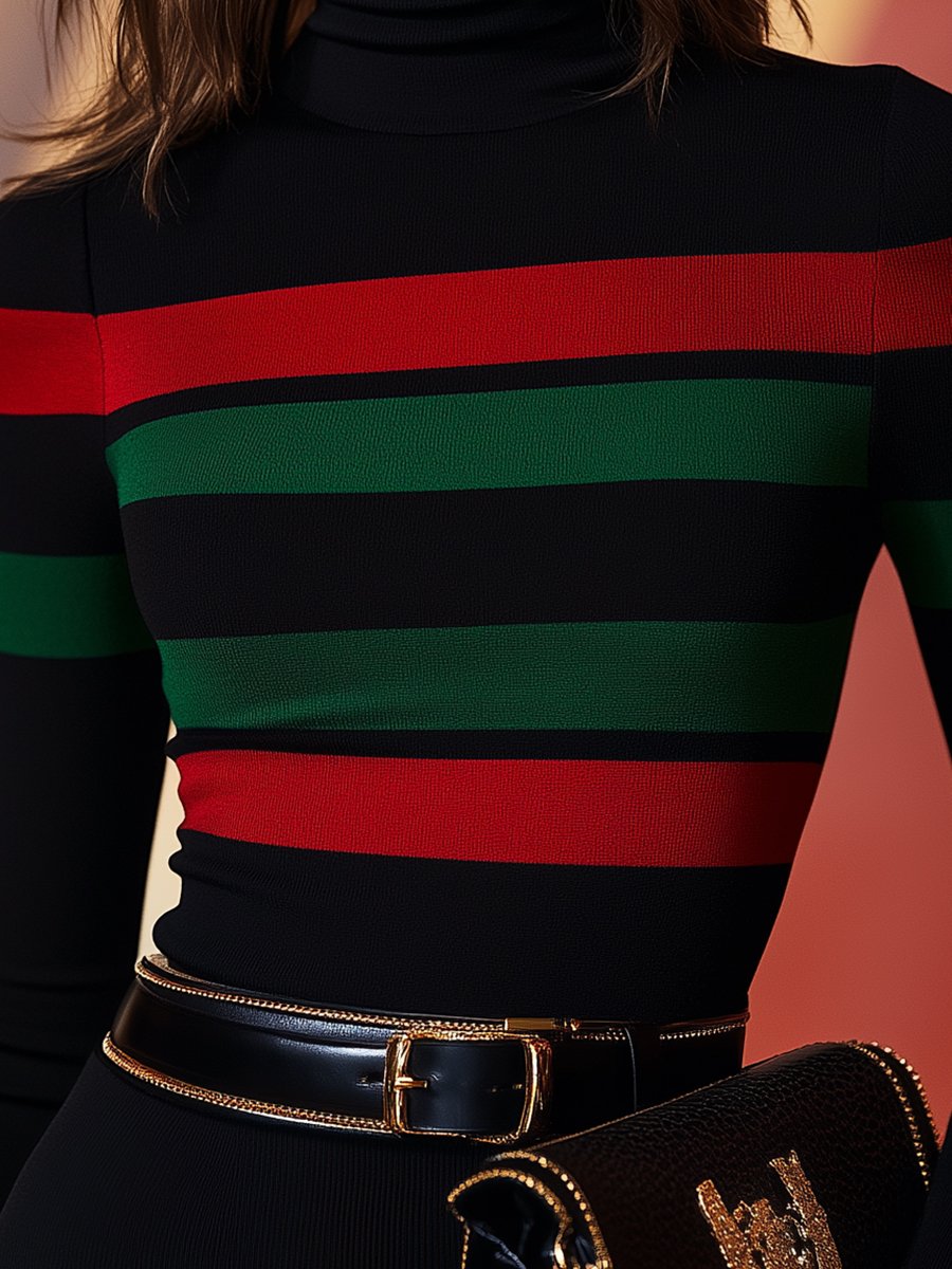Céline Striped Turtleneck – kleurrijke coltrui met flatterende pasvorm en speelse elegantie