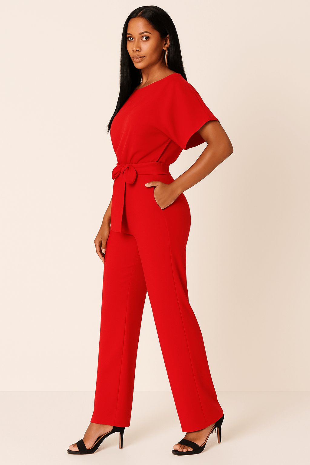 Noëlle – Elegante Jumpsuit met Strikceintuur en Tijdloze Uitstraling