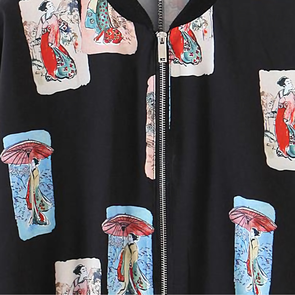 NARA - Elegant Zwart Jack voor Dames met Rits en Ruime Zakken