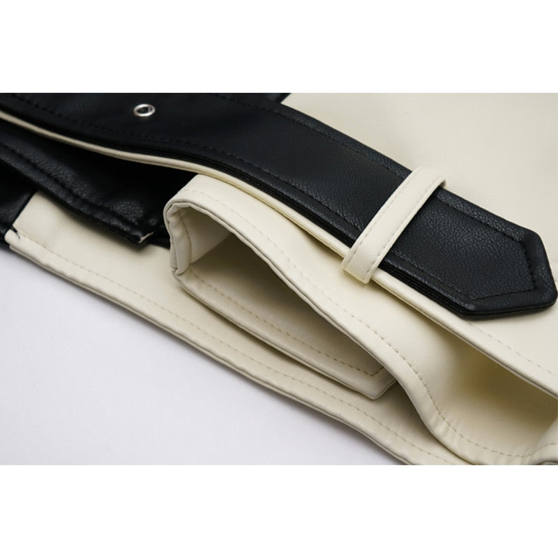 Selène Bicolor Faux Leather Jacket – Tijdloze Stijl met een Stoere Twist