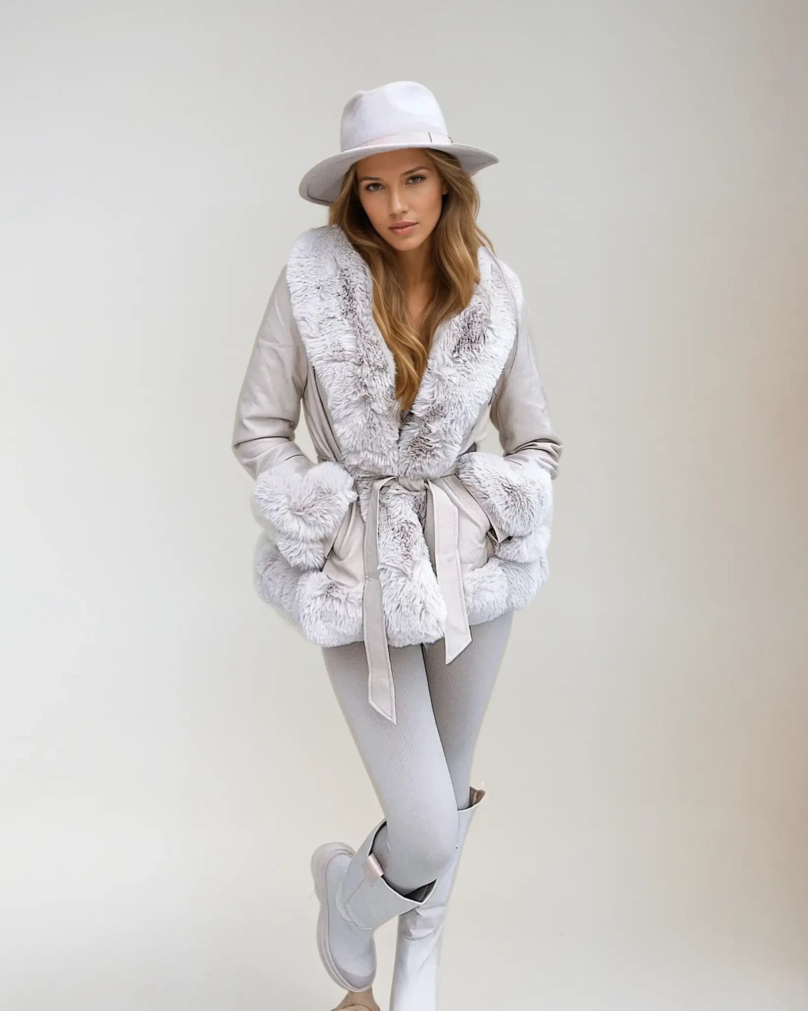 Elara Winter Coat – Luxe Damesjas met Faux Fur Kraag en Tijdloze Elegantie