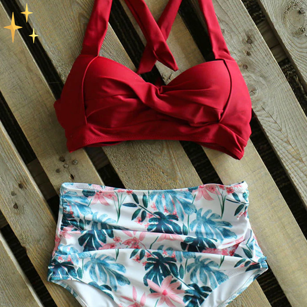 Iselora – Hoge Taille Bikini Set met Boezem Top voor Een Verfijnde Zomerlook
