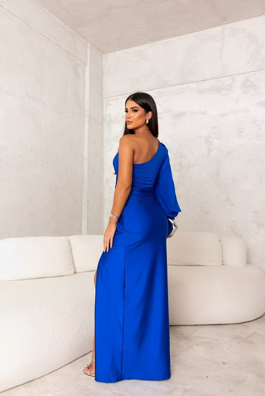 Celestia - Elegante One-Shoulder Jurk met Gedrapeerde Details voor een Classy Avondlook