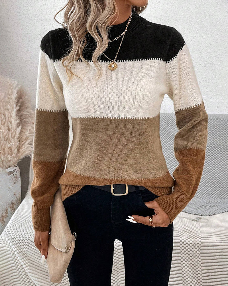 Maëva Colorblock Sweater – damestrui met modern kleurcontrast en losse pasvorm