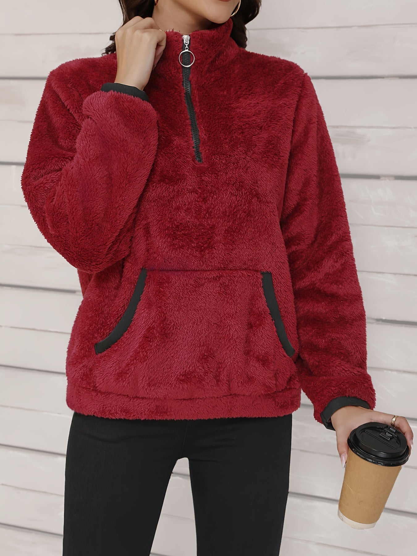 Maura Fleece Jas met Half-Zip en Reverskraag – Warm, Casual & Tijdloos