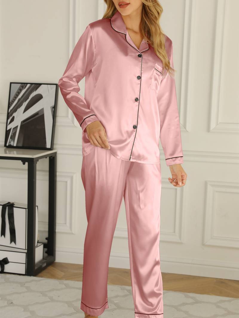 Celeste Satijnen Pyjama Set – Pure Luxe voor Ontspannen Nachten