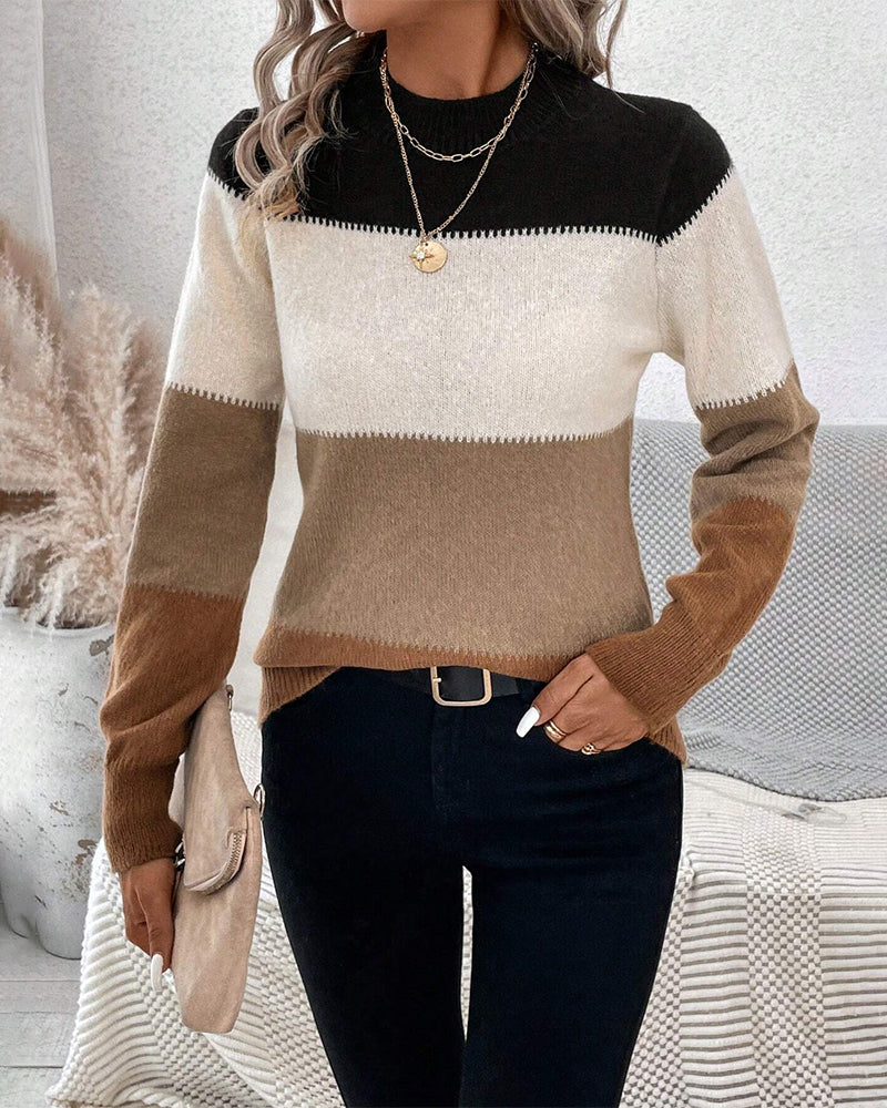 Maëva Colorblock Sweater – damestrui met modern kleurcontrast en losse pasvorm