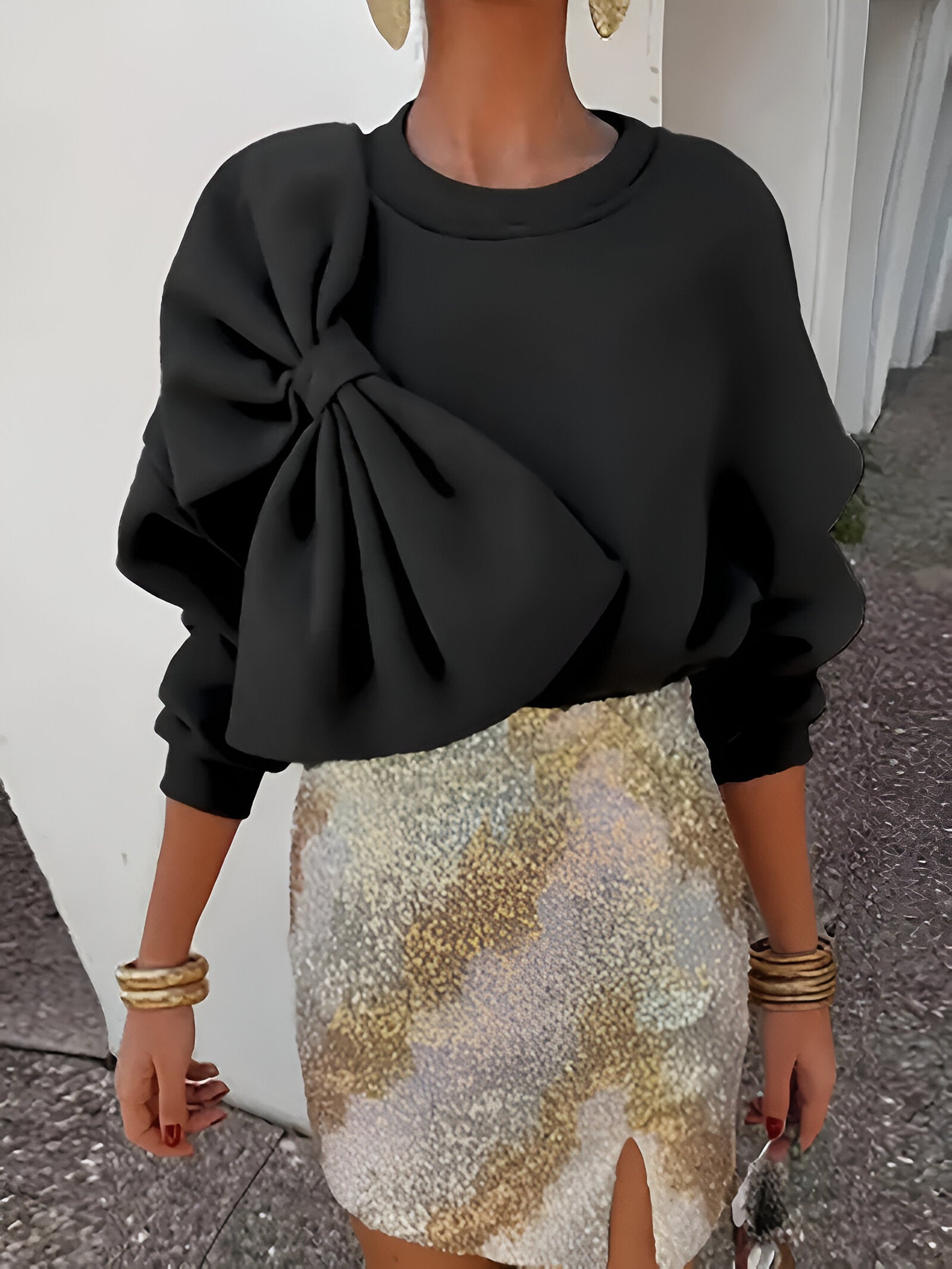 Alviera – Dames Sweatshirt met Strikdetail, Comfortabel & Elegant