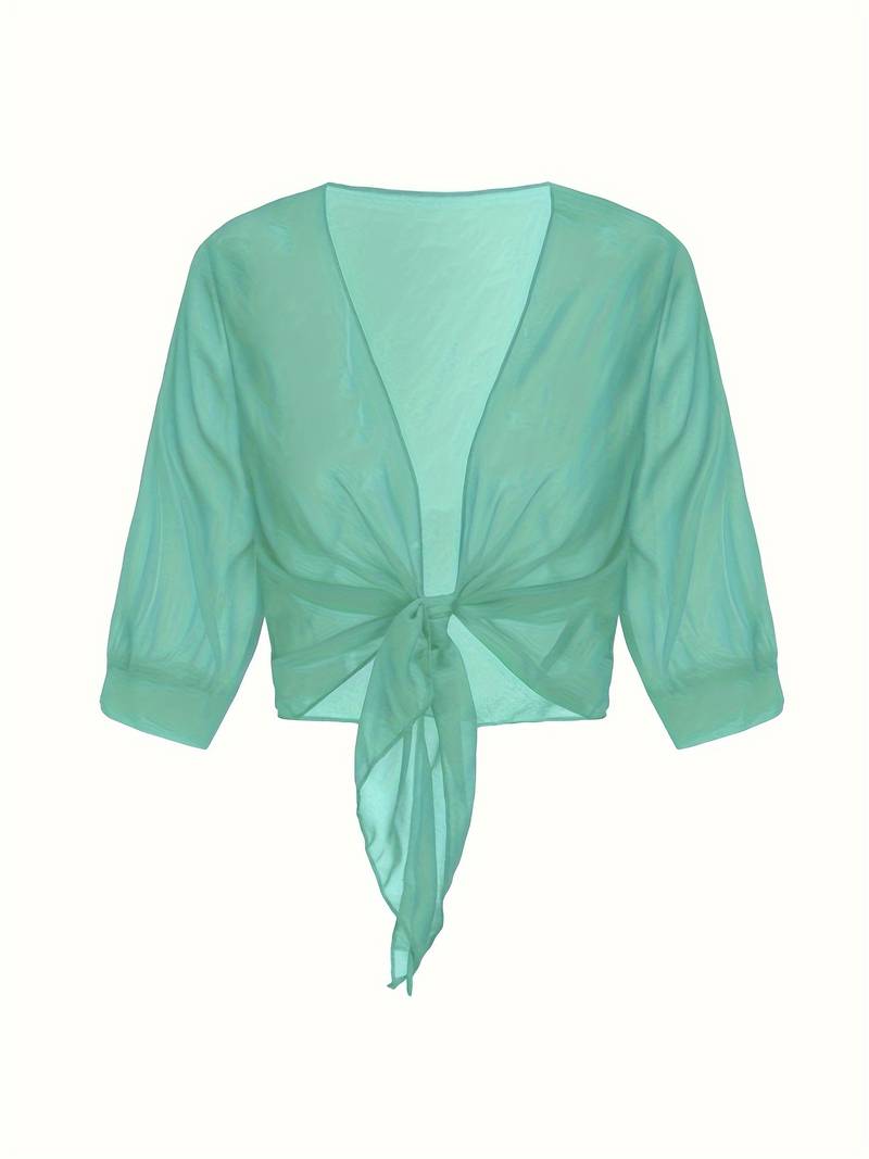 Lunaria - Lichte Blouse met Open Voorkant in Verfrissende Pasteltinten voor een Elegante Lenteoutfit