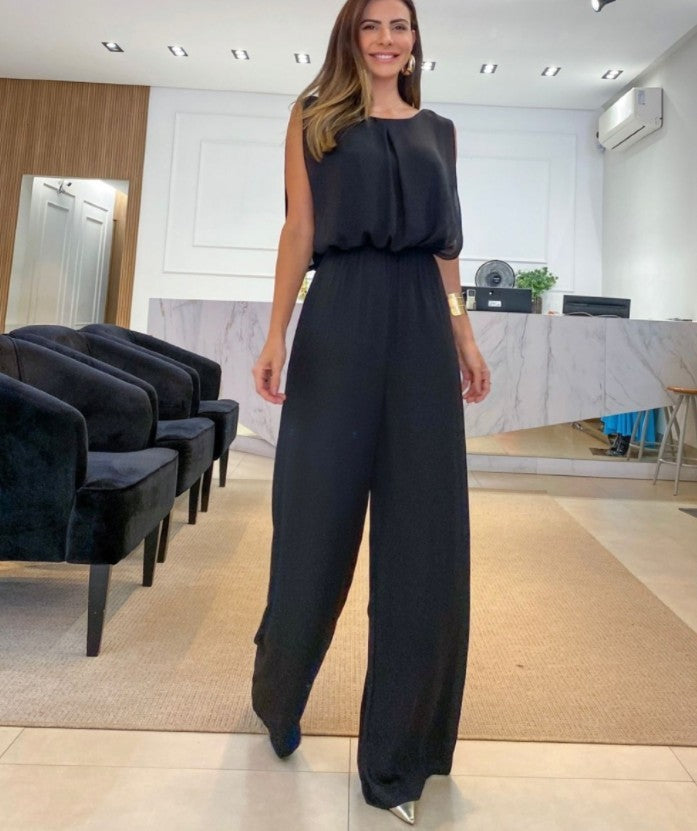 Chique Backless Jumpsuit in Effen Kleur – Stijlvolle Casual Look