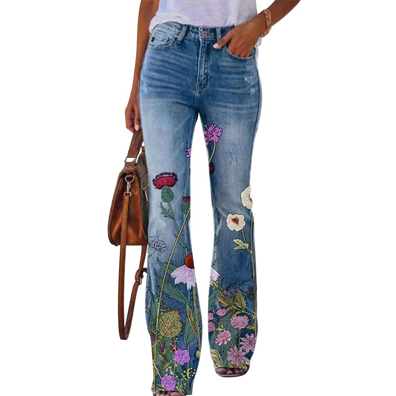 Celina – Flatterende dames flare jeans met hoge taille en knoopsluiting