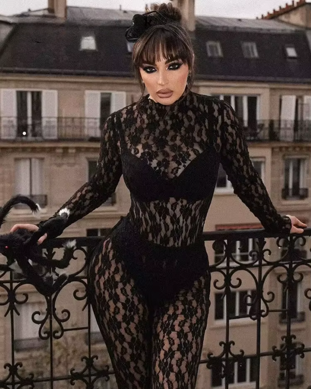 Calista – Tweedelige Set met Kant en Bloemenpatroon