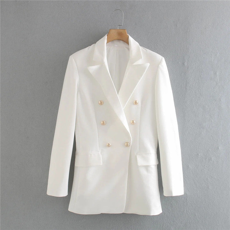 Vespera - Luxe Blazer en Korte Broek Set in Crèmekleur voor een Elegante Look