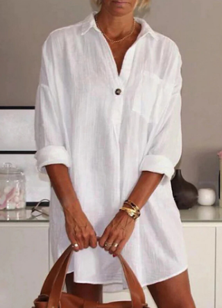 Luna - Elegante Zwarte Strandjurk met Halve Mouwen voor Zomerse Dagen