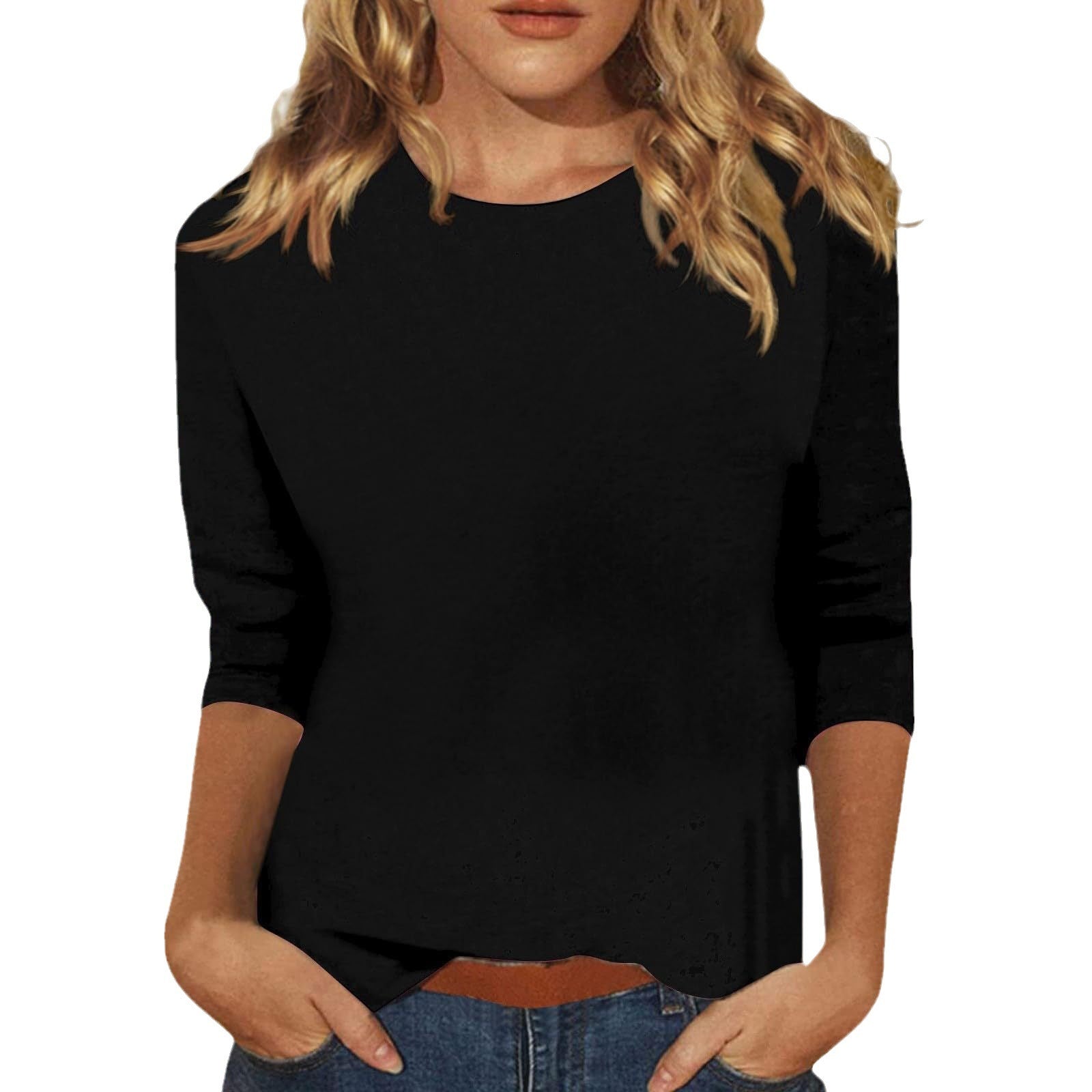 Zinnia - Basic Katoenen Top met 3/4 Mouwen voor Comfortabele Casual Looks