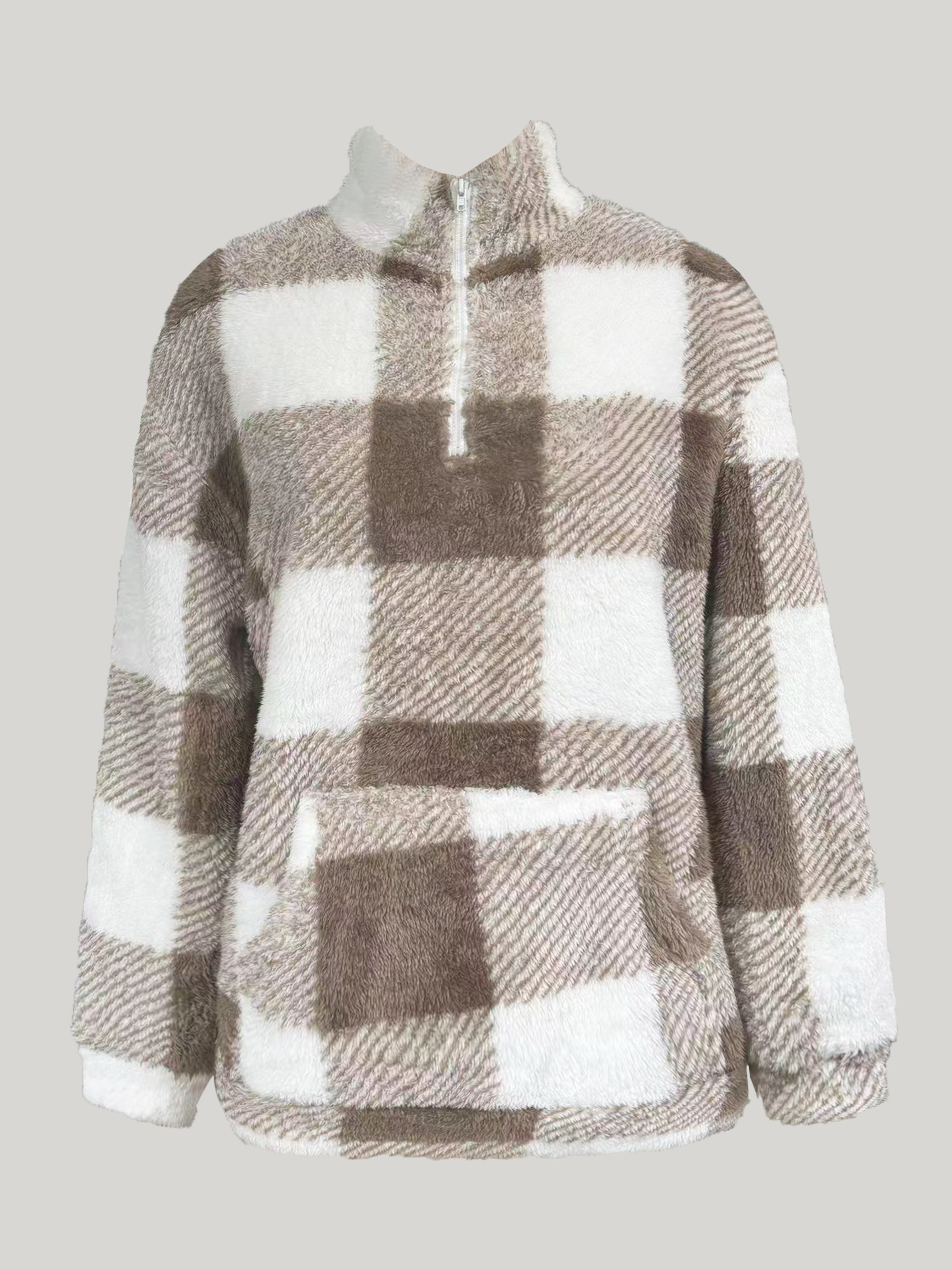 Noëlle Geruite Fleece Hoodie – Gezellig, Stijlvol & Veelzijdig