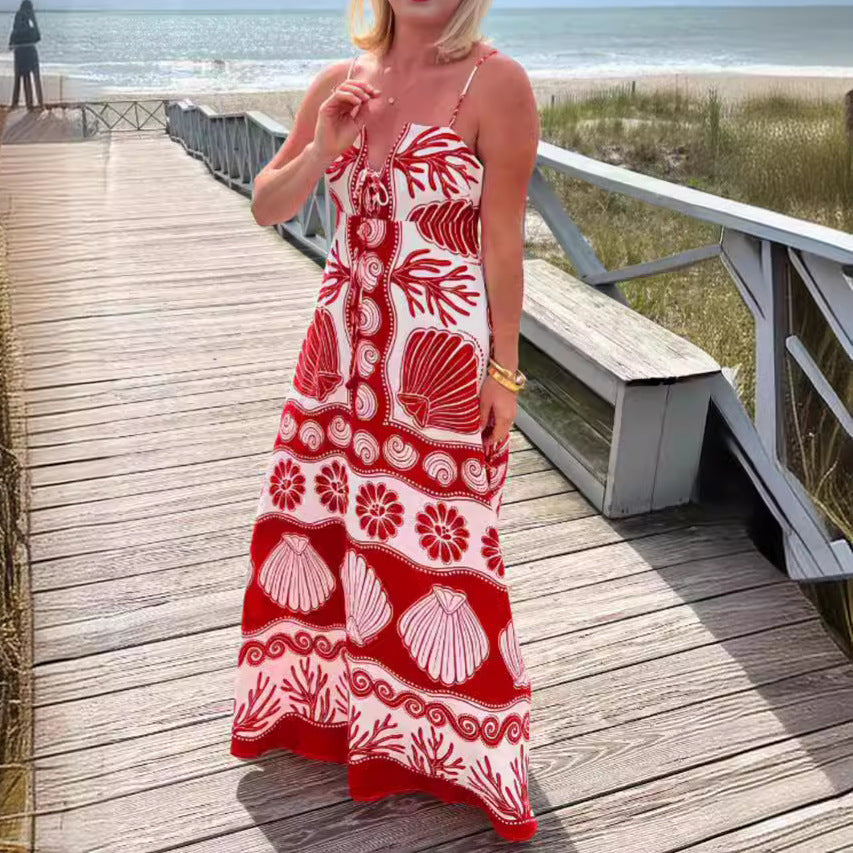 Mariposa - Zomerse Maxi-Jurk met Schelpenprint voor een Bohemian Look op Warme Dagen