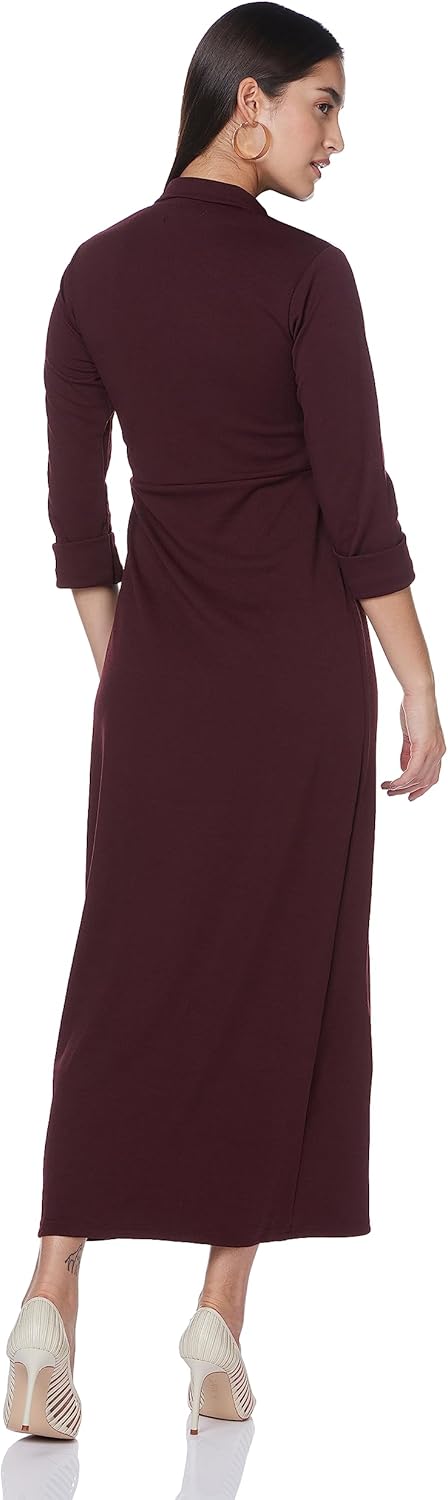 Maelis Bordeaux Maxi-Jurk – Tijdloze Elegantie met Moderne Allure