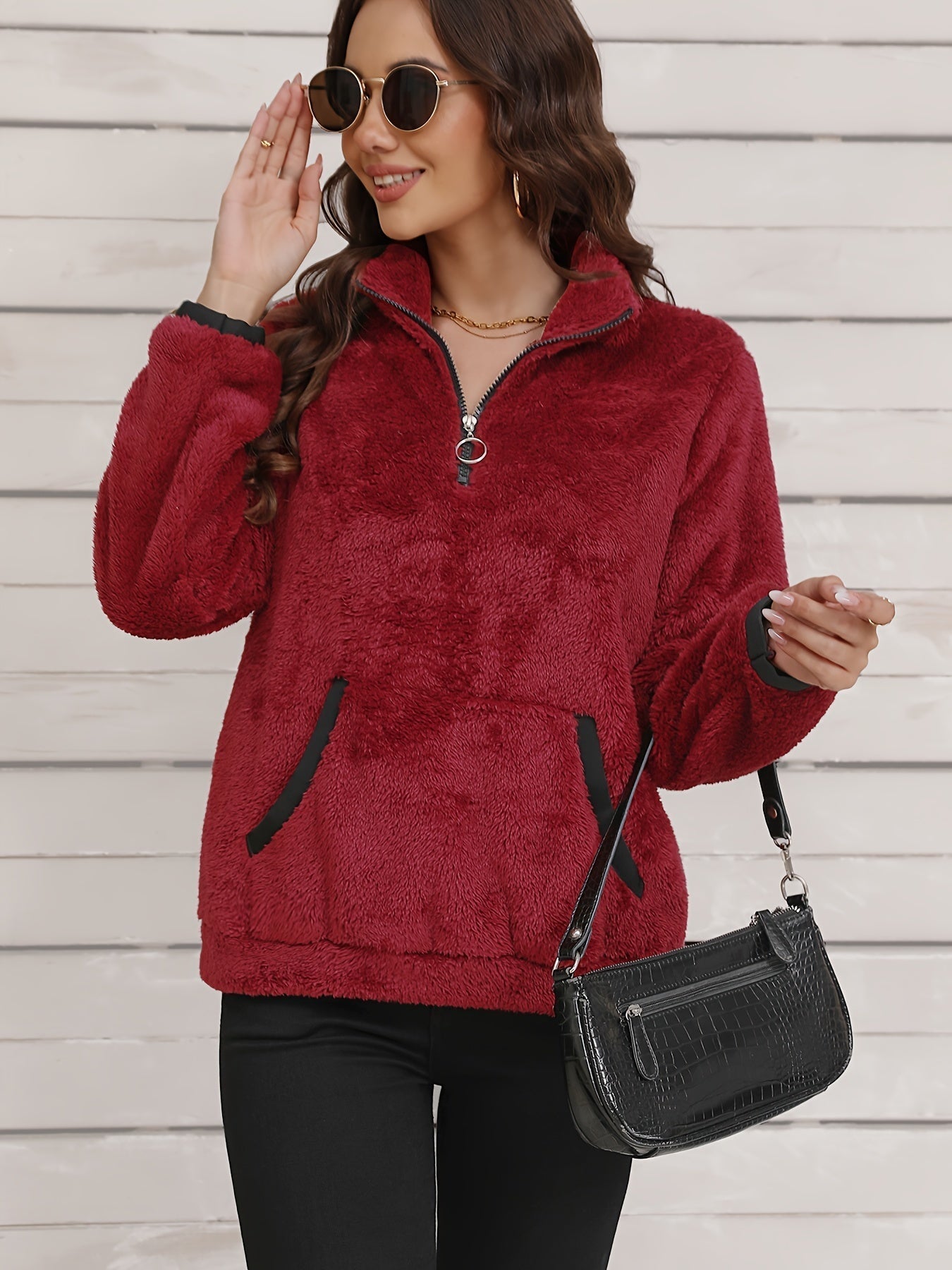 Maura Fleece Jas met Half-Zip en Reverskraag – Warm, Casual & Tijdloos