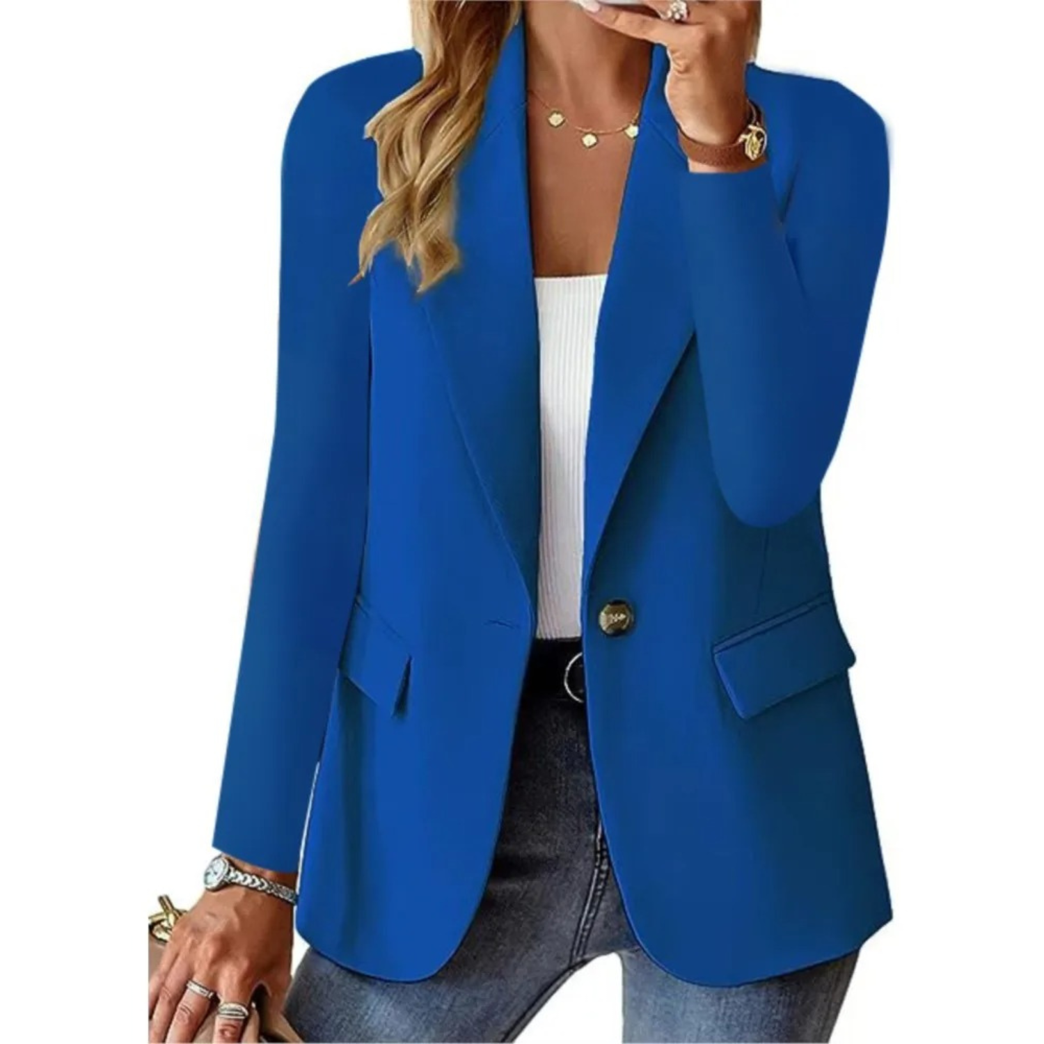 Solenya – Slanke Damesblazer met Gespdetails en Eigentijdse Elegantie