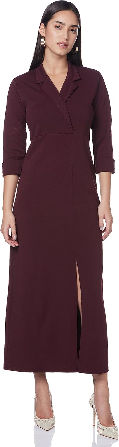 Maelis Bordeaux Maxi-Jurk – Tijdloze Elegantie met Moderne Allure