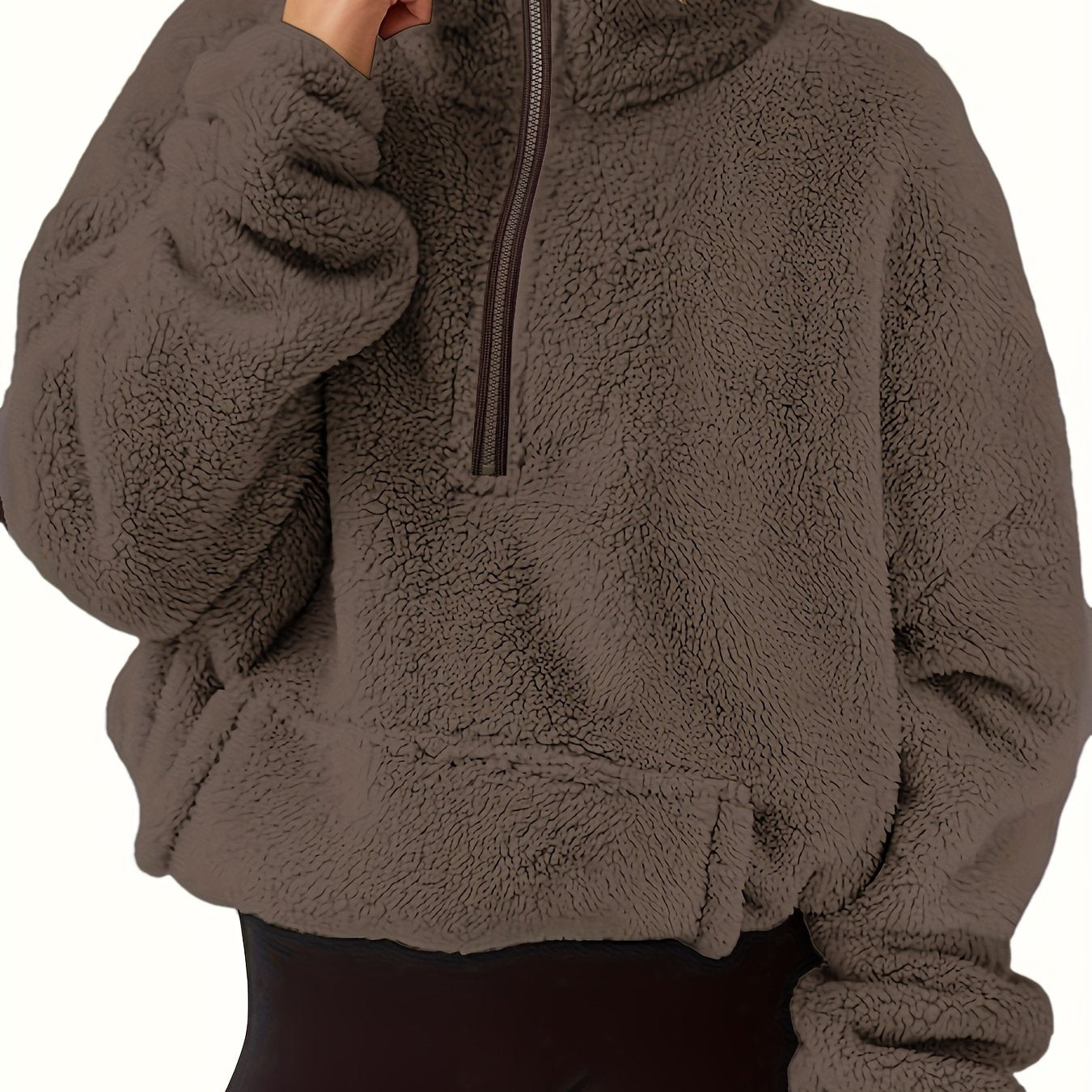 Liora Shearling Half-Zip Sweater – Warme Luxe met Moderne Accenten