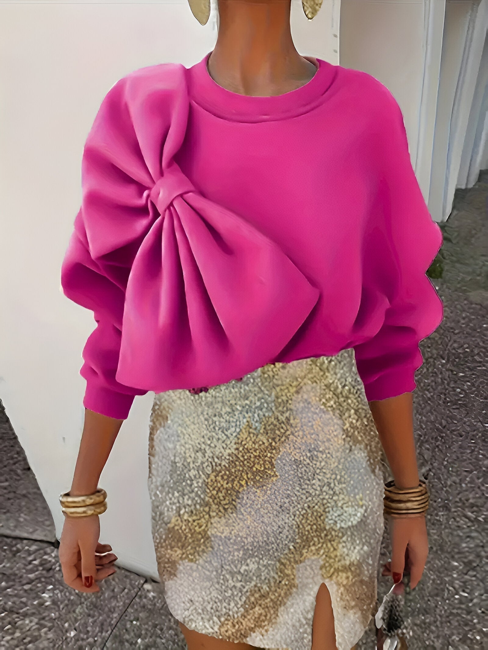 Alviera – Dames Sweatshirt met Strikdetail, Comfortabel & Elegant