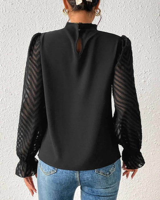 Elara Elegante Blouse – Tijdloze Klasse met Transparante Ballonmouwen