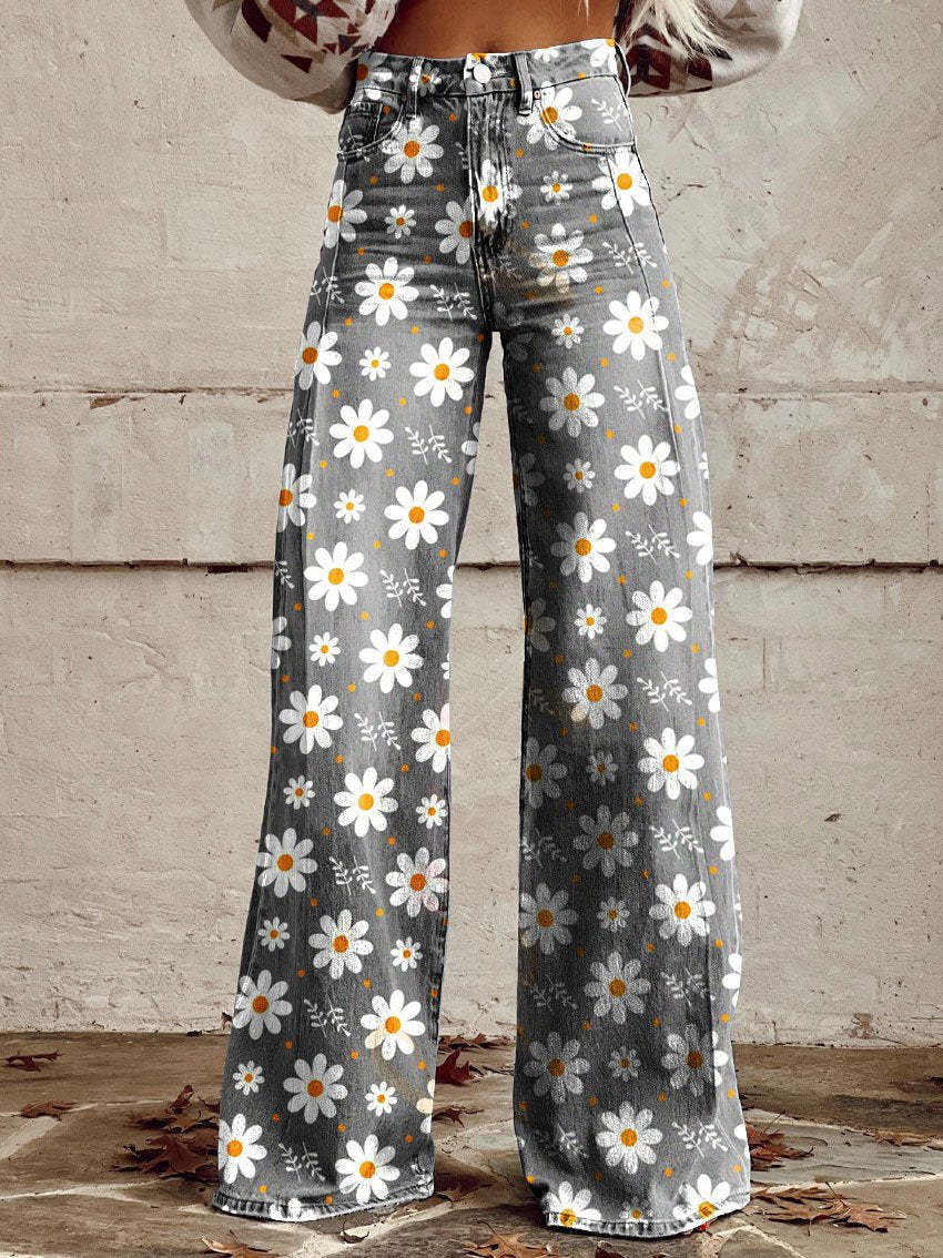 Amara Vintage Print Broek – Kleurrijke Boho Elegantie met Comfortabele Pasvorm