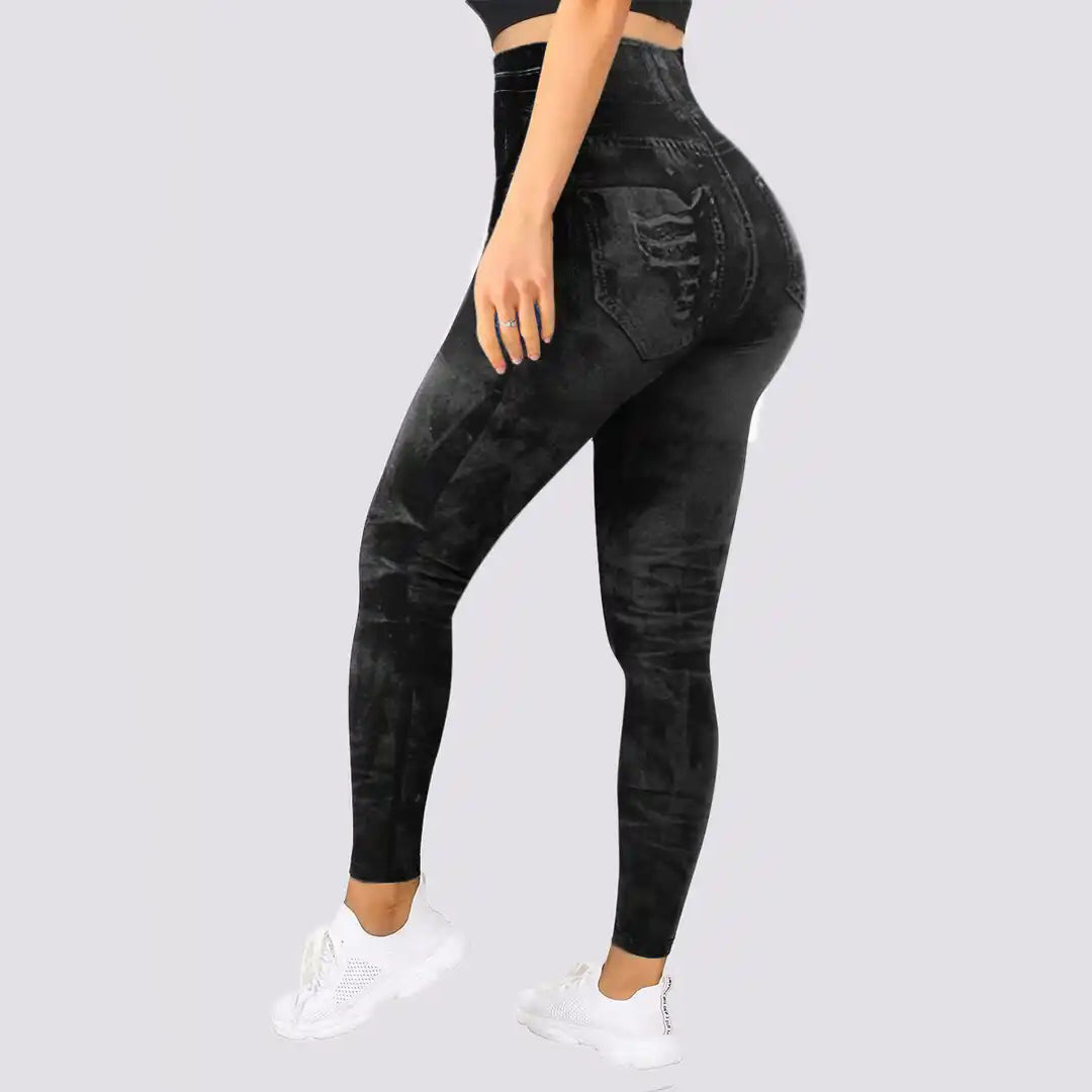 Elisora – Sportieve shaping legging met denimlook voor dames