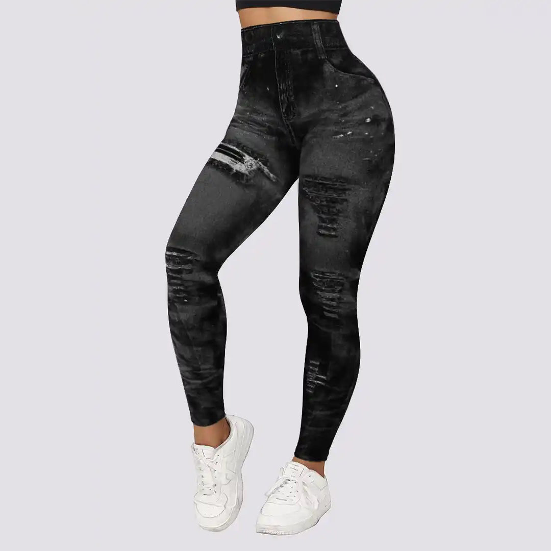 Elisora – Sportieve shaping legging met denimlook voor dames