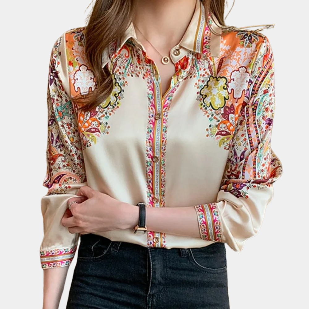 Floravelle – Elegante damesblouse met bloemenprint en verfijnde pasvorm